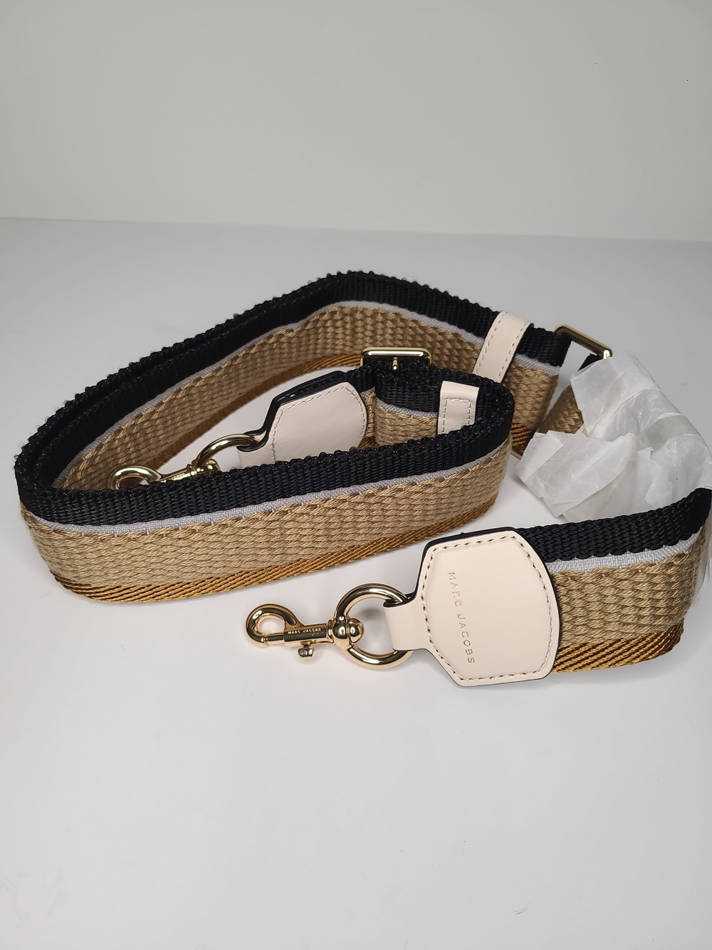 MARC JACOBS Crossbody Shoulder Strap Gold Brown Black